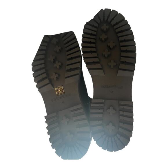 Good American Ankle Chelsea Boots Combat Lug Sole Pull On Leather Black Size 14 - Picture 6 of 10